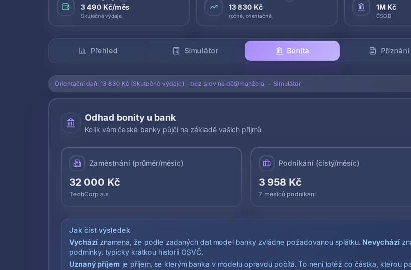 Výřez orientačního propočtu financování
